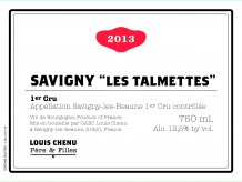 Savigny Les Beaune 1er Cru Les Talmettes 2019 Label